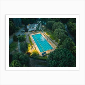 Poster swimming pool with athletes training water polo. San Donato Milanese, Italia Art Print