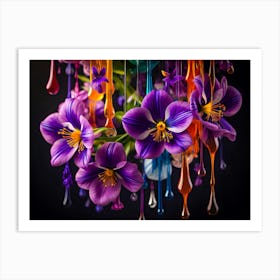 Paint Dripping Flowers - Ai Art Print