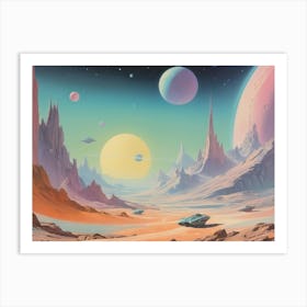 Space Landscape vintage retro sci-fi art 2 Affiche