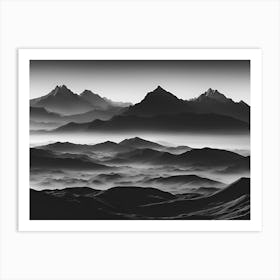 Black And White Mountains Art Print