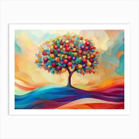 Elegant Colorful With Vibrant Apple Tree 1 Art Print