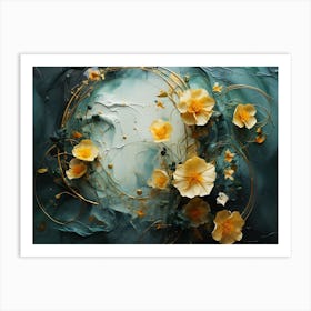 Yellow Flowers Abstract Painting Art Print