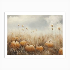 Pumpkins In The Field Art Print