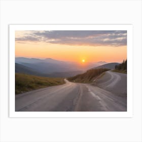 Road In The Mountains At Sunset 1 Art Print