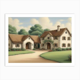 English Country Cottage  Art Print