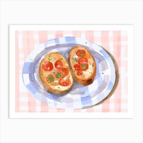 A Plate Of Bruschetta, Top View Food Illustration, Landscape 1 Art Print