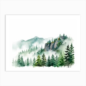 Watercolor Of Mountains Art Print