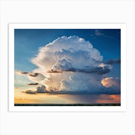 Cumulus Clouds Looming High Over A Serene Landscape Bathed In Sunset Light A Cluster Of White Clou (5) Art Print