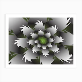 Seamless Green 3d Floral Art Print