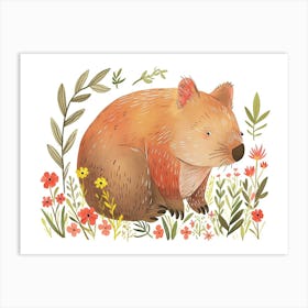 Little Floral Wombat 2 Art Print