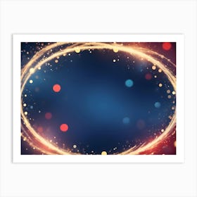 A Blue Background With A Glowing, Golden Circle, Representing A Frame Or Border, Creating A Dynamic And Eye Catching Design Element Art Print