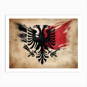 Albanian Vintage Eagle Art Print