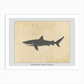 Whitetip Reef Shark Shark Silhouette 2 Poster Art Print