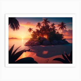 Tropical Island Sunset Art Print