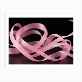 A Pink Ribbon With A Subtle Sparkle, Curled And Twisted, Creating A Delicate And Elegant Design Art Print