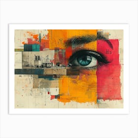 Analog Fusion: A Tapestry of Mixed Media Masterpieces Eye Of A Woman Art Print