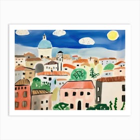 Vicenza Italy Cute Watercolour Illustration 2 Art Print