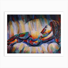 Woman Laying On A Couch Art Print