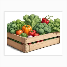 Wooden Crate Filled With Fresh Vegetables Art Print