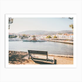 Bench Along River Art Print