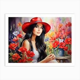 Girl Among Flowers 1 Art Print