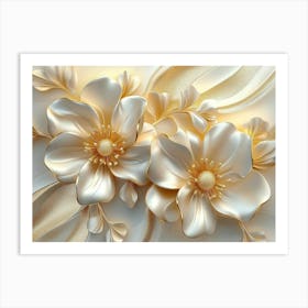 Gold Flowers 6 Art Print