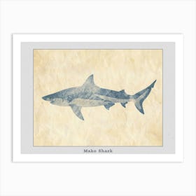 Mako Shark Grey Silhouette 6 Poster Art Print