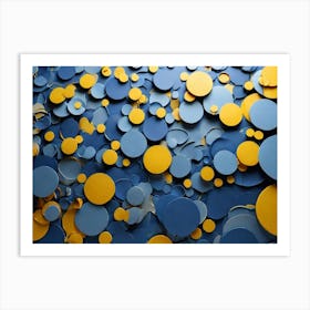 Blue And Yellow Circles 4 Art Print