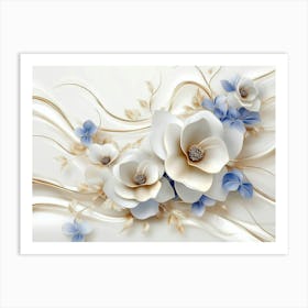 White And Blue Flowers 1 Art Print