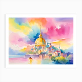 Watercolor Of A Castle Art Print