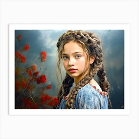 Girl With Braids Art Print