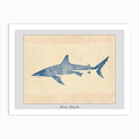 Blue Shark Grey Silhouette 3 Poster Art Print
