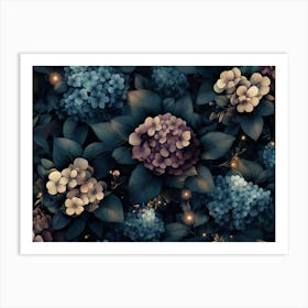 Purple Hydrangeas Art Print