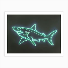 Green Scalloped Hammerhead Neon Shark 7 Art Print