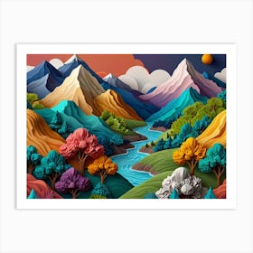 Landscape Paper Art Art Print