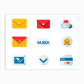 Business Communication Icons Flat Design Minimalistic For Web And Applications Include Envelope (3) Art Print