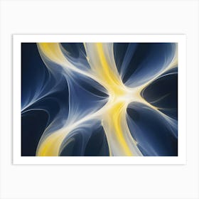 Abstract Image Of Swirling, Golden And Blue Lines Creating A Vibrant And Complex Pattern Art Print