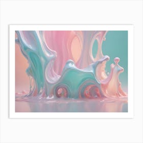 Abstract Image Of A 3d Rendering Of A Pink And Blue Liquid Splash Art Print