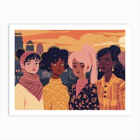 Portrait Of A Group Of Girls Art Print