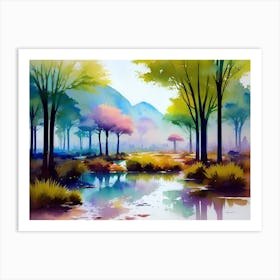 Watercolor Of Trees 1 Art Print