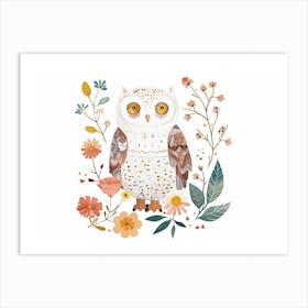Little Floral Snowy Owl 2 Art Print