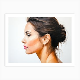 Side Profile Of Beautiful Woman Oil Painting 84 Art Print