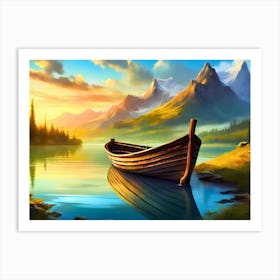 Boat In The Lake Art Print