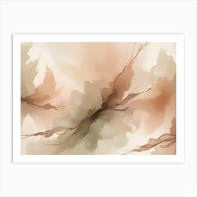 An Abstract Image Featuring A Soft, Flowing, And Organic Design In Shades Of Beige And Brown, Creating A Calming And Serene Atmosphere Art Print