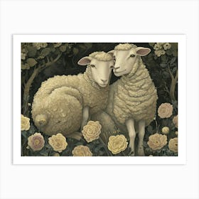 Floral Animal Illustration Sheep 3 Art Print