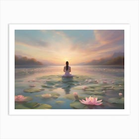 Meditating Woman In Water Art Print