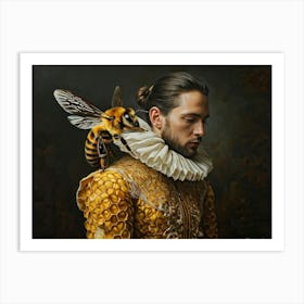 Surrealistic Realism Painting Capturing A Unique Hybrid Between A Bee And A Human Assumed A Regal P Art Print