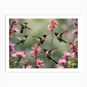 Hummingbirds Taking a Drink Art Print