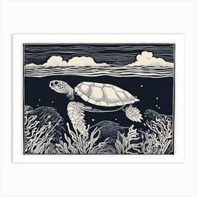 Turtle In The Sea Art Print