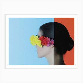 Portrait Of A Woman With Flowers 3 Art Print